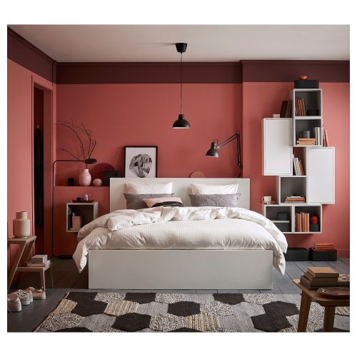 IKEA MALM Bed Frame High w 2 Storage Boxes 150x200cm White